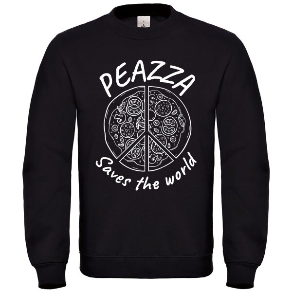 Sweater Schwarz Uni Peazza Save World wei&szlig; S